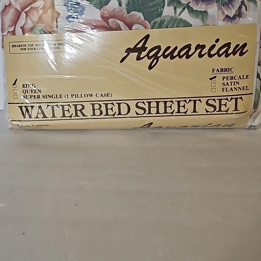 Vintage Aquarian WaterBedSheet Set King size Percale fabric print.